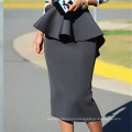 Women Bodycon Pencil Skirt High Waist Slim Ruffles Modest Package Hip Tight Classy Saias Jupes Falads Elegant Office Work Wear